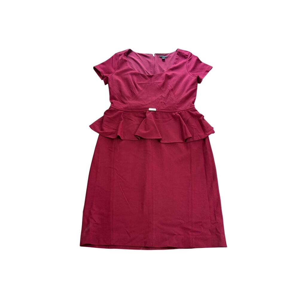 Ann Taylor Burgundy Peplum Sheath Dress Women's 6